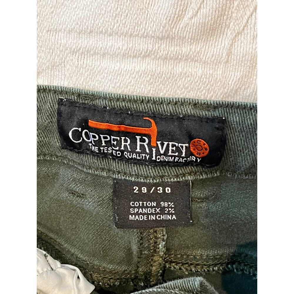 Copper Rivet Olive Jeans with Rips Mens 29x30 - Picture 3 of 3